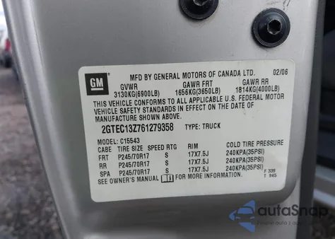 2006 GMC Sierra 1500 Sle1 z USA, uszkodzony, nr VIN 2GTEC13Z761279358